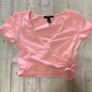 Pink tie crop top